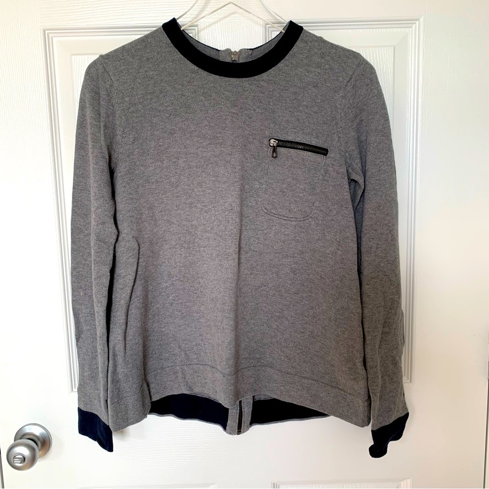 Rag & Bone Knit Cotton Cashmere Lightweight Casual Sweater gray back zipper